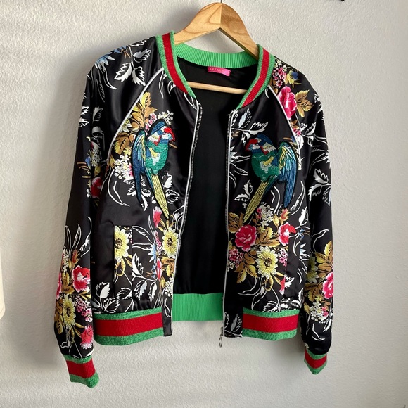 L'aveugle Par Amour Multicolored Bomber Floral Garden Jacket XS - Picture 3 of 11